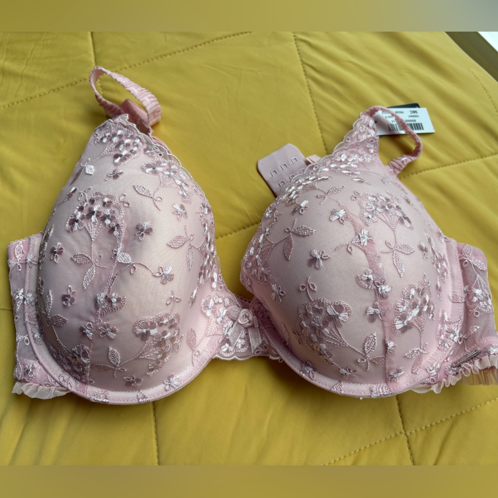La Vie En Rose Blush Floral Embroidered Bra